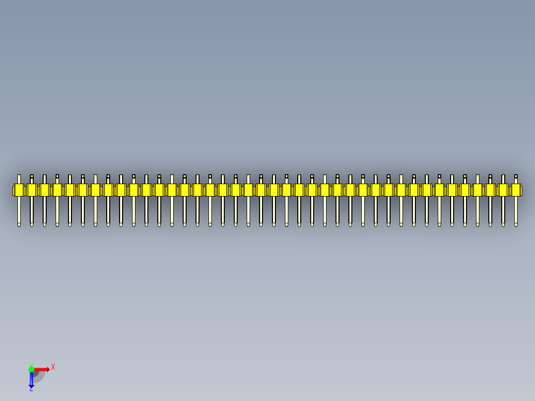 彩色公排针 100mil 2.54mm 系列-DS1022_yellow_40p_100mil_Type_SMT_R2_rev1.0俯视图