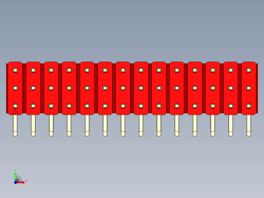 彩色公排针 100mil 2.54mm 系列-DS1022_red_3x14p_100mil_TypeD_rev1.0前视缩略图