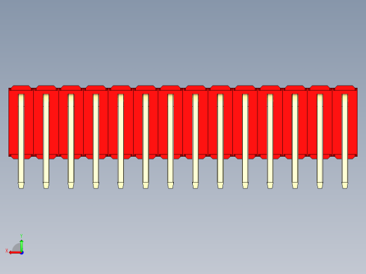 彩色公排针 100mil 2.54mm 系列-DS1022_red_3x14p_100mil_TypeD_rev1.0后视缩略图