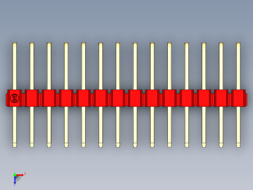 彩色公排针 100mil 2.54mm 系列-DS1022_red_3x14p_100mil_TypeD_rev1.0俯视缩略图