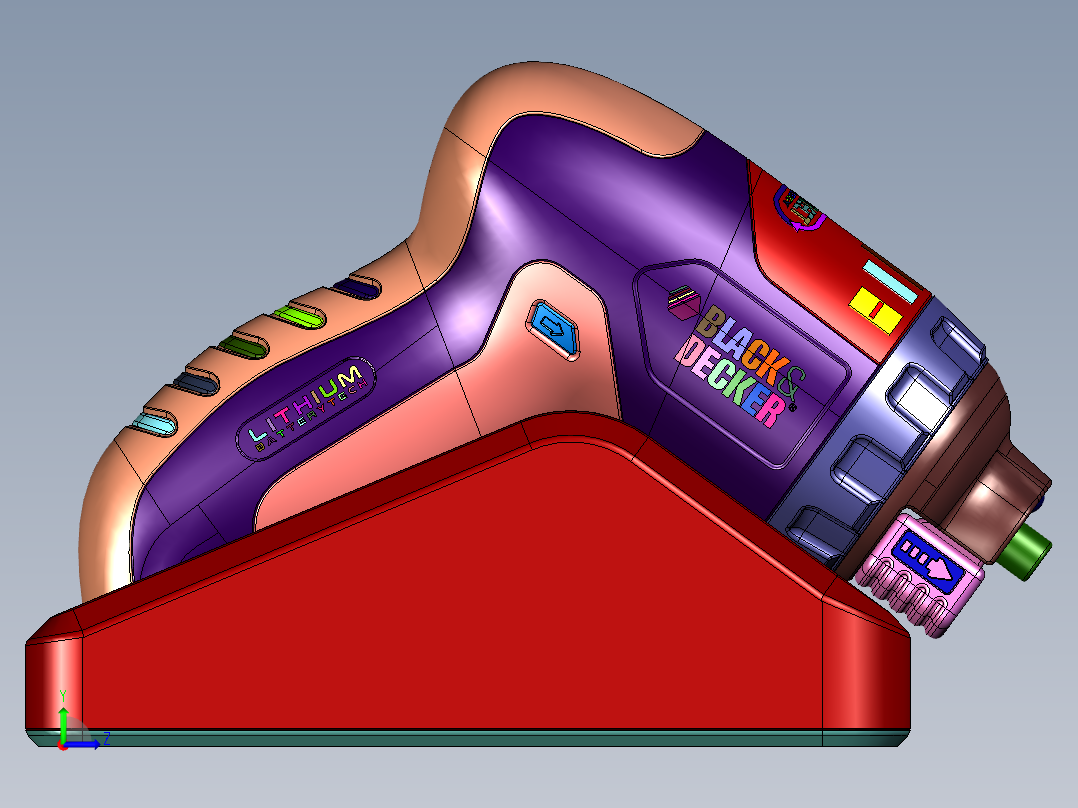百得小巧型电动螺丝刀左视图
