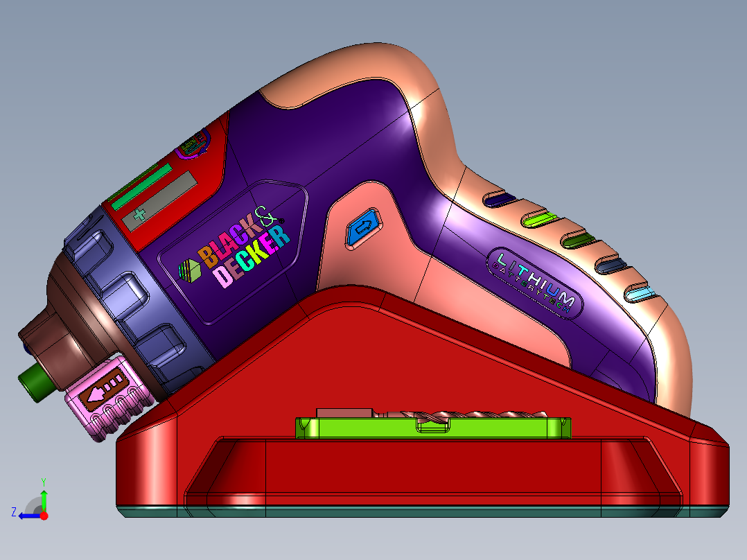 百得小巧型电动螺丝刀右视图