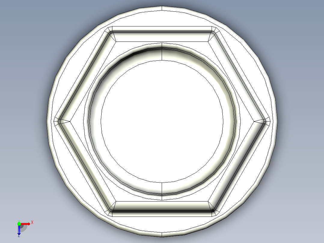 紧固件-STEP Hex Head Screw-02俯视图