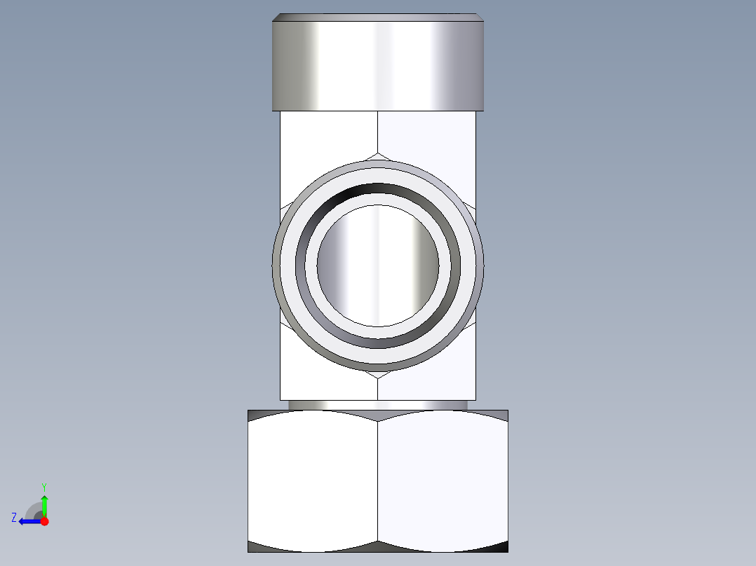 卡套式工业通用硬管接头EO_Swivel_nut_run_tee_EL18LOMDCF右视图