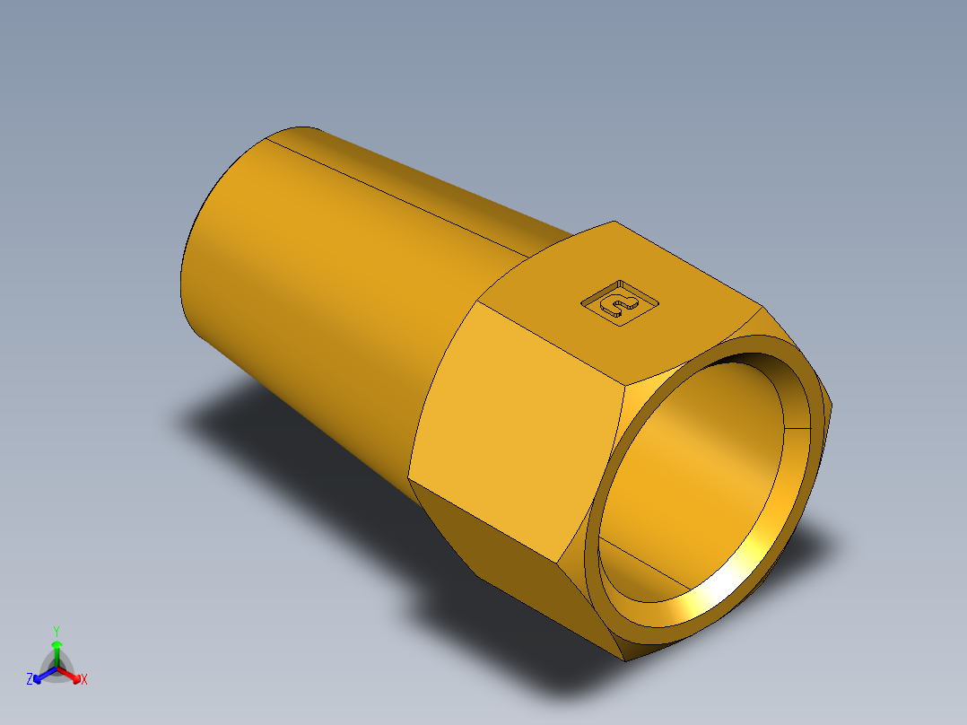 扩口式工业通用硬管接头Long Nut 41FL-8正等轴测图