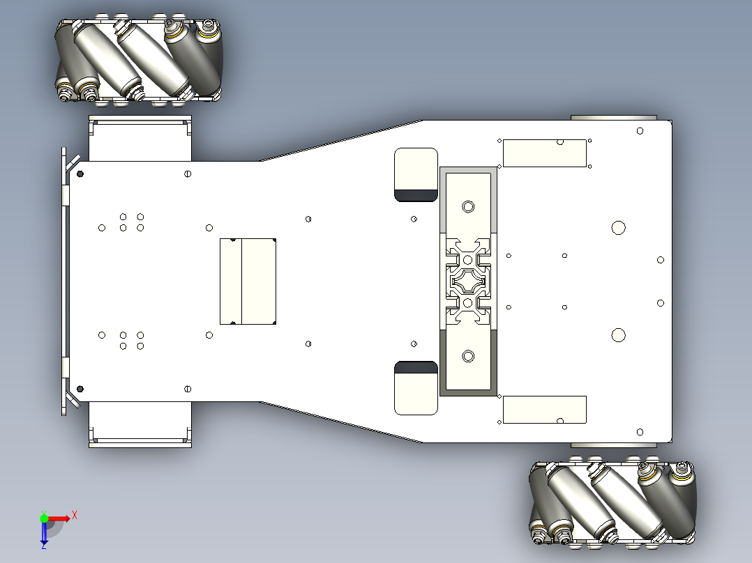 X3麦克纳姆轮小车结构俯视图