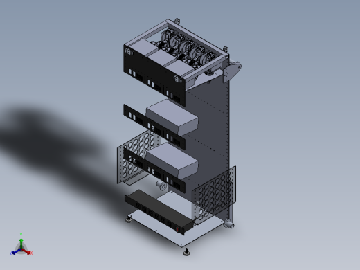 电控柜、铝合金猎鹰钣金电池推车正等轴测缩略图