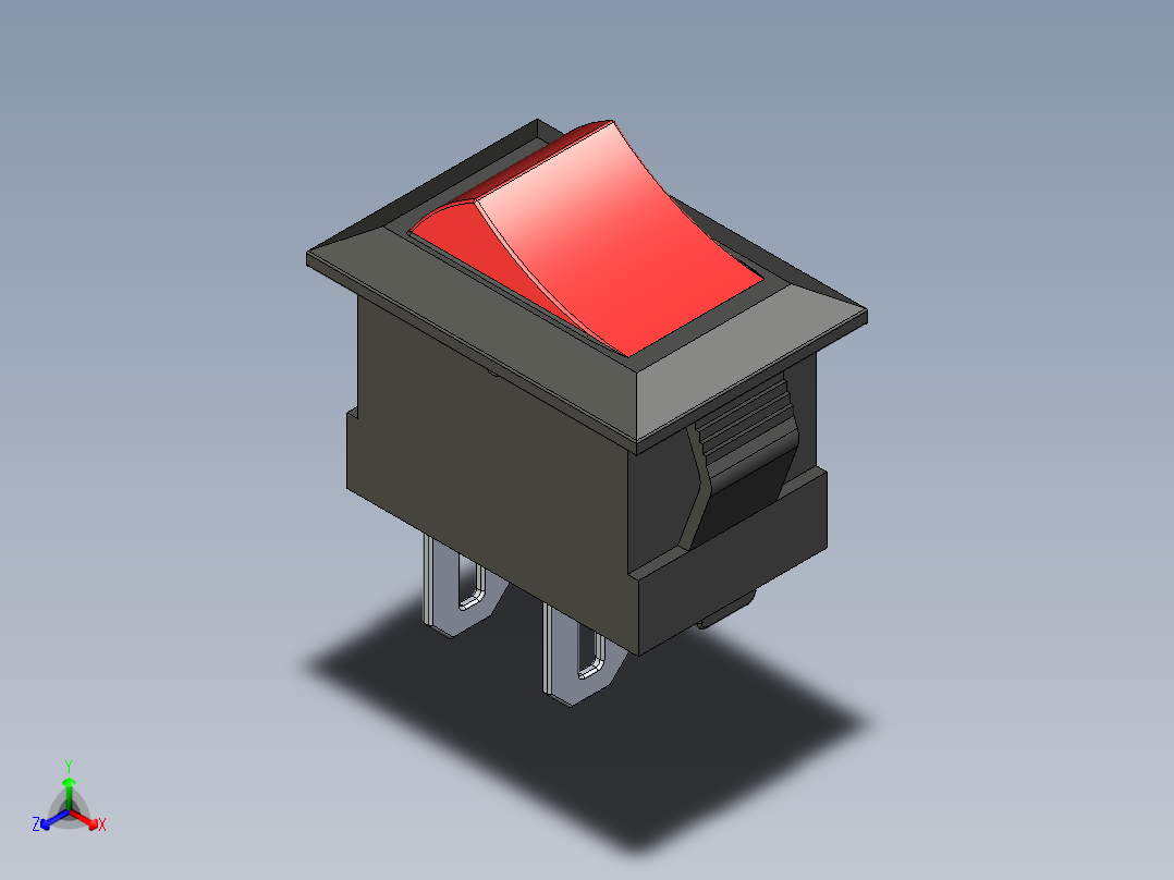 迷你电源开关正等轴测图