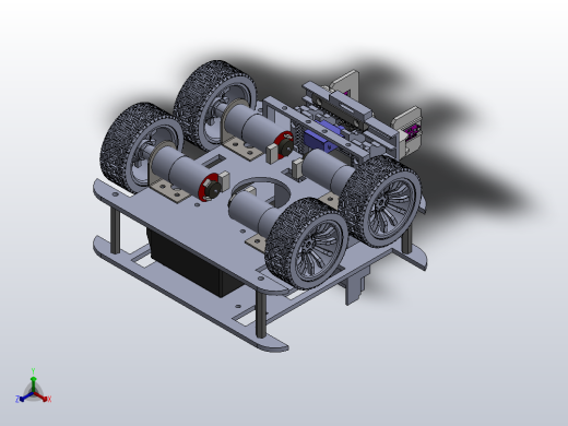 带夹爪的四轮驱动机器人正等轴测缩略图