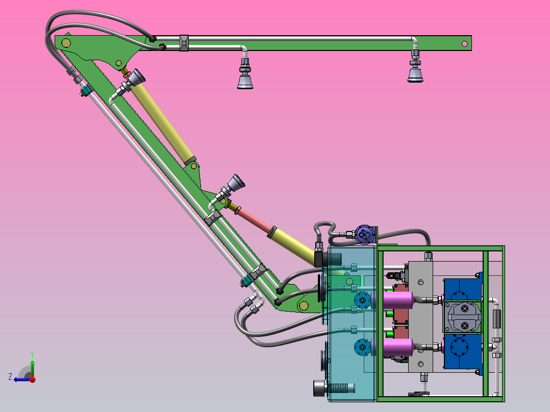 基于修前机臂架的喷药结构设计（SW+CAD+说明书）右视图