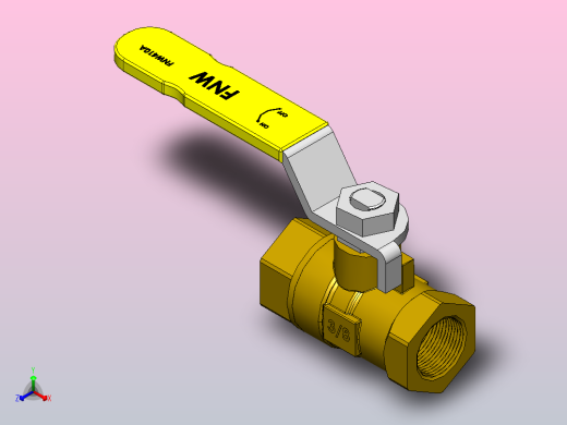 铜球阀DN10二片式内螺纹球阀正等轴测缩略图