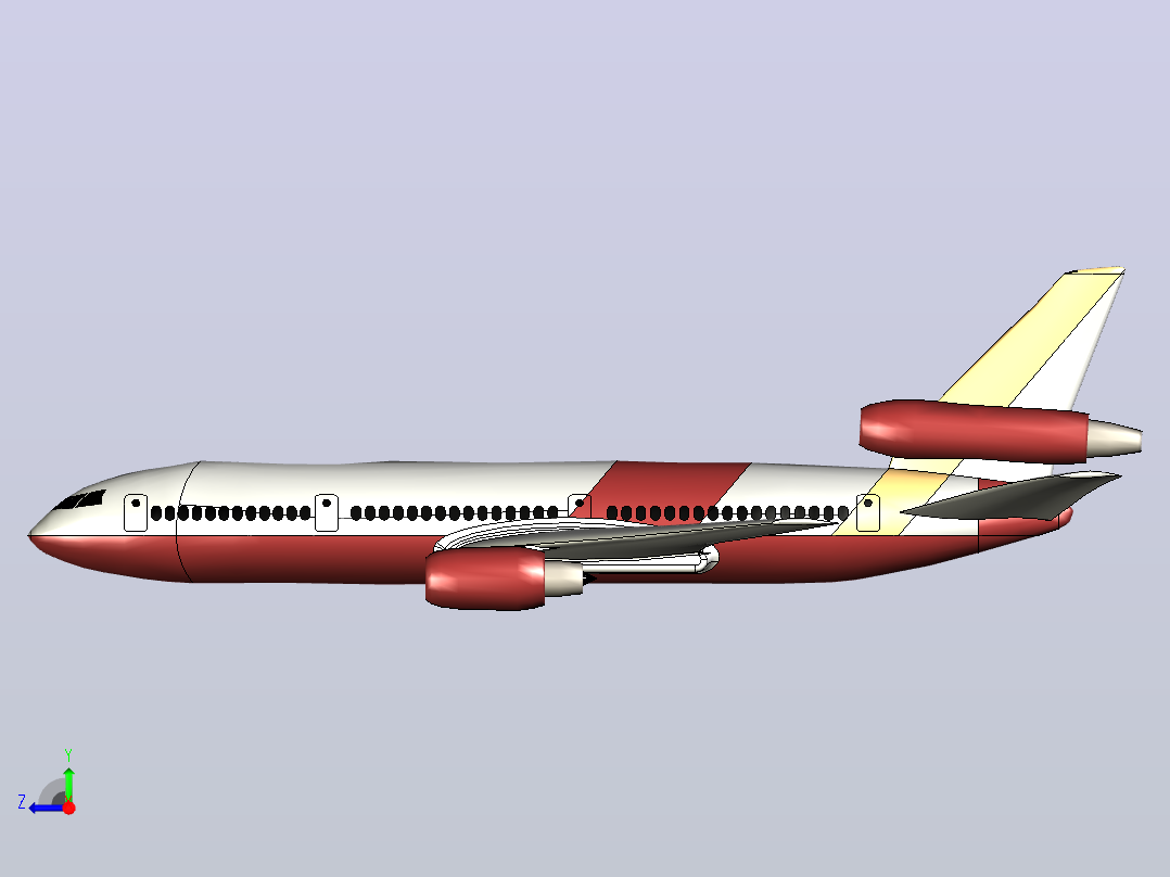 DC-10 模型飞机右视图
