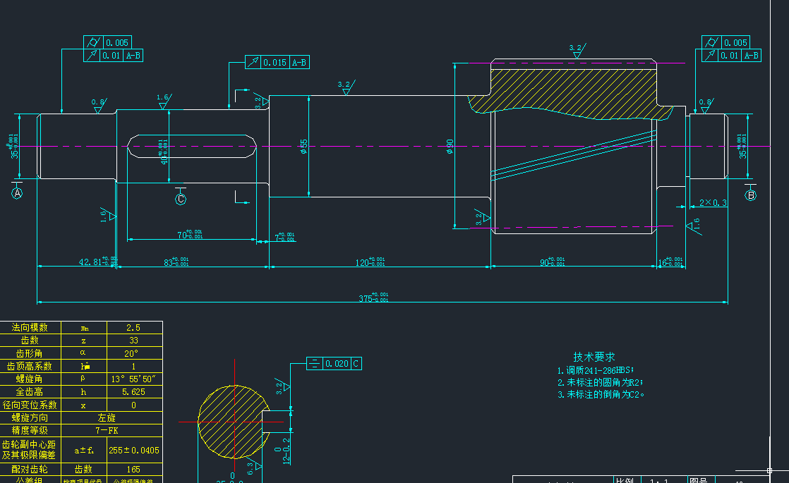 带式运输机传动装置中的同轴式二级圆柱齿轮减速器