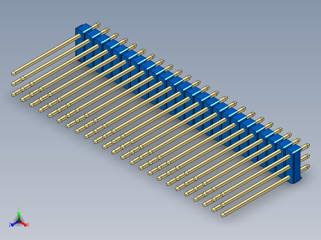 彩色公头100mil（2.54mm）系列-DS1021_blue_3x24p_100mil_Type19_rev1.0主视图