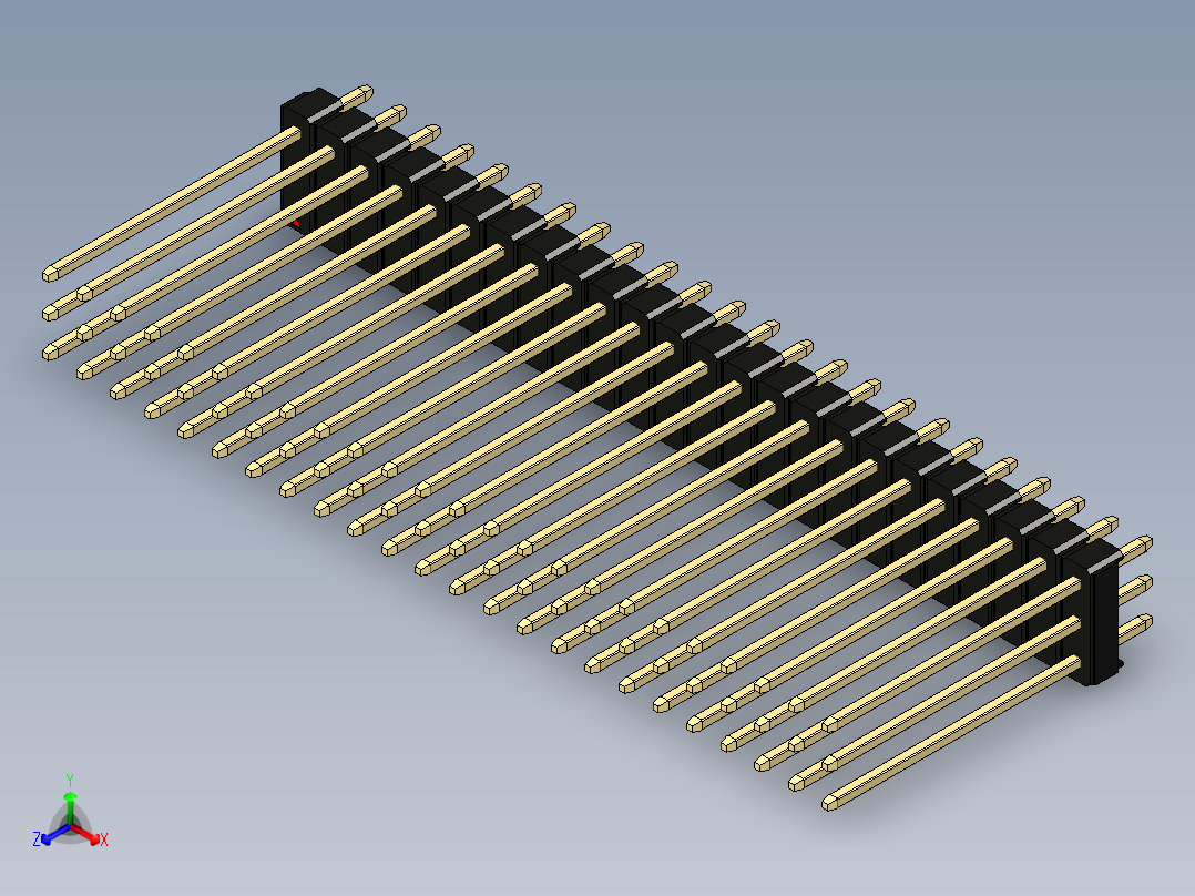 彩色公头100mil（2.54mm）系列-DS1021_black_3x24p_100mil_Type19_rev1.0主视图