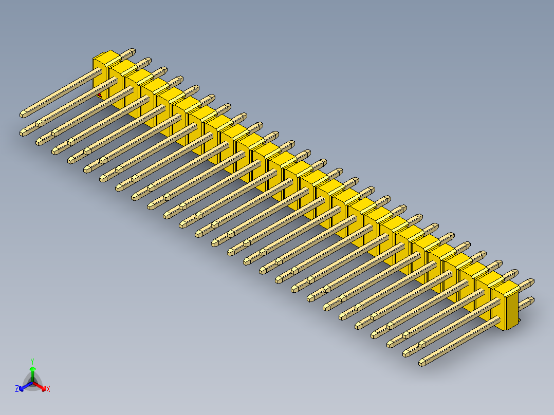 彩色公头100mil（2.54mm）系列-DS1021_yellow_2x26p_100mil_Type5_rev1.0主视图