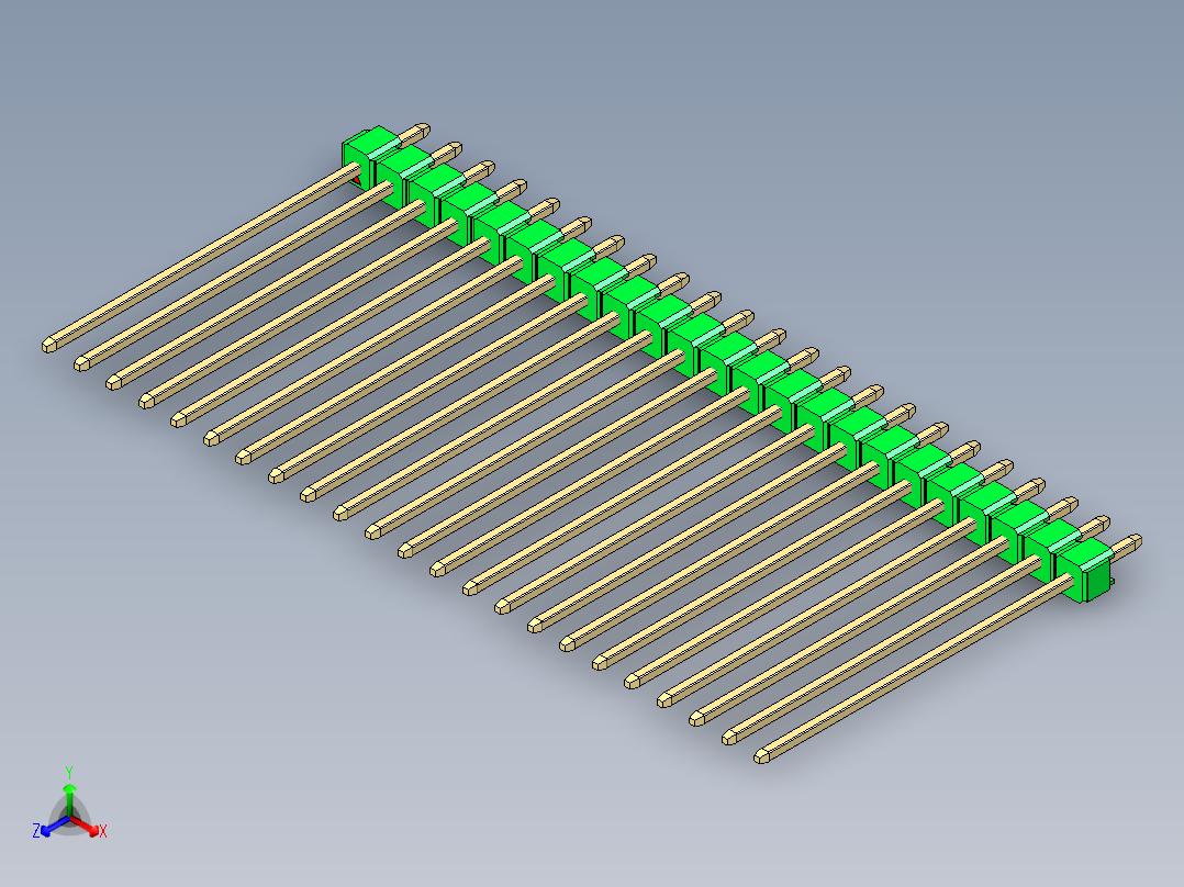 彩色公头100mil（2.54mm）系列-DS1021_green_1x23p_100mil_Type43_rev1.0主视图