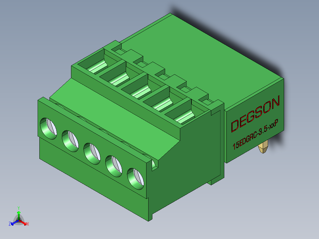 15EDG-3.5-5P(H-Hht)正等轴测图