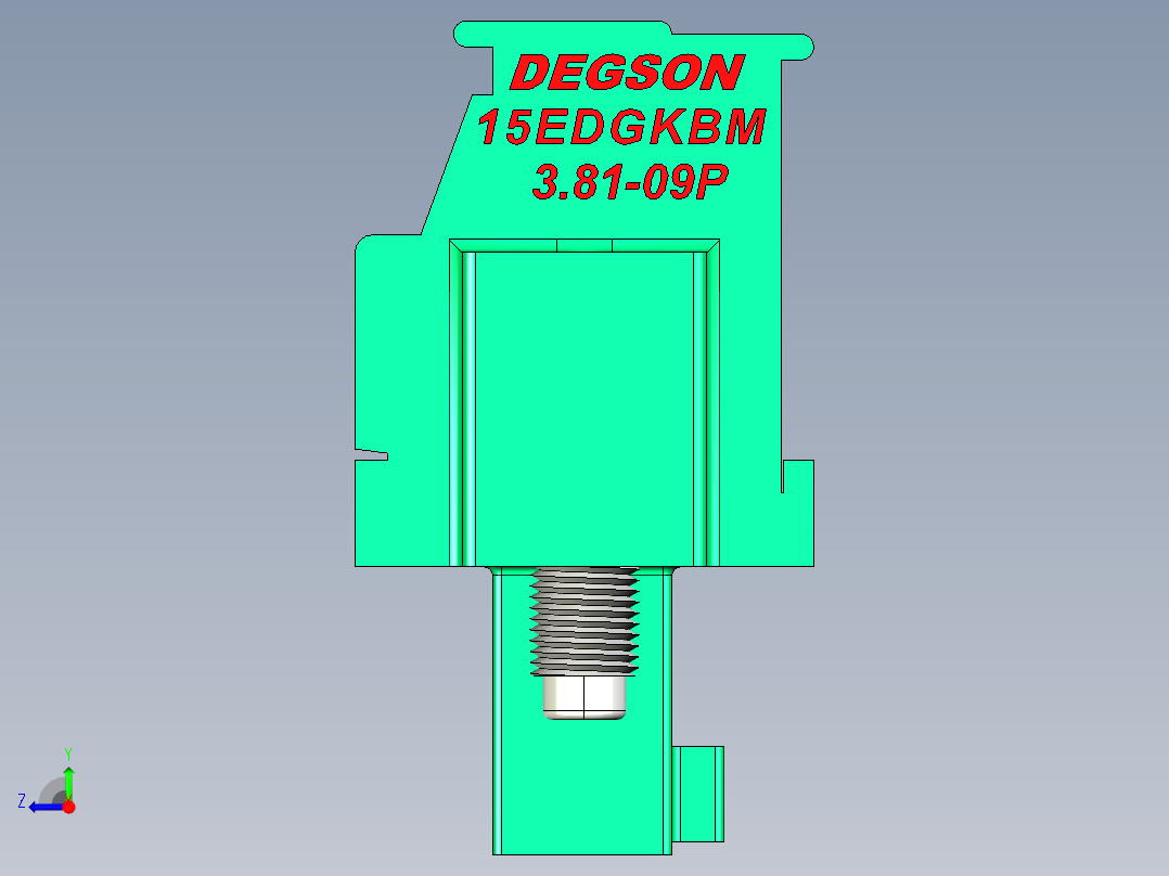 DEGSON 15EDG（公头） 3.81mm 螺钉锁紧，插拔式接线端子 FullPack-15EDGKBM-3.81-09P-14-00AH右视图