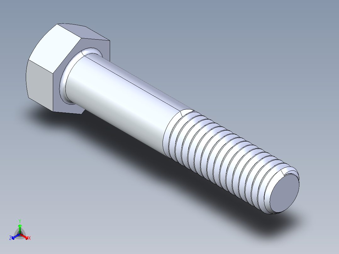 UNC 六角螺栓-Hex Bolt 0.375-16 x 2正等轴测图