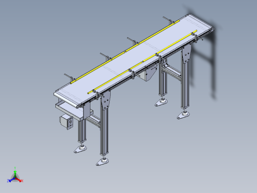 平皮带中间驱动输送机 圆棒工件导轨
