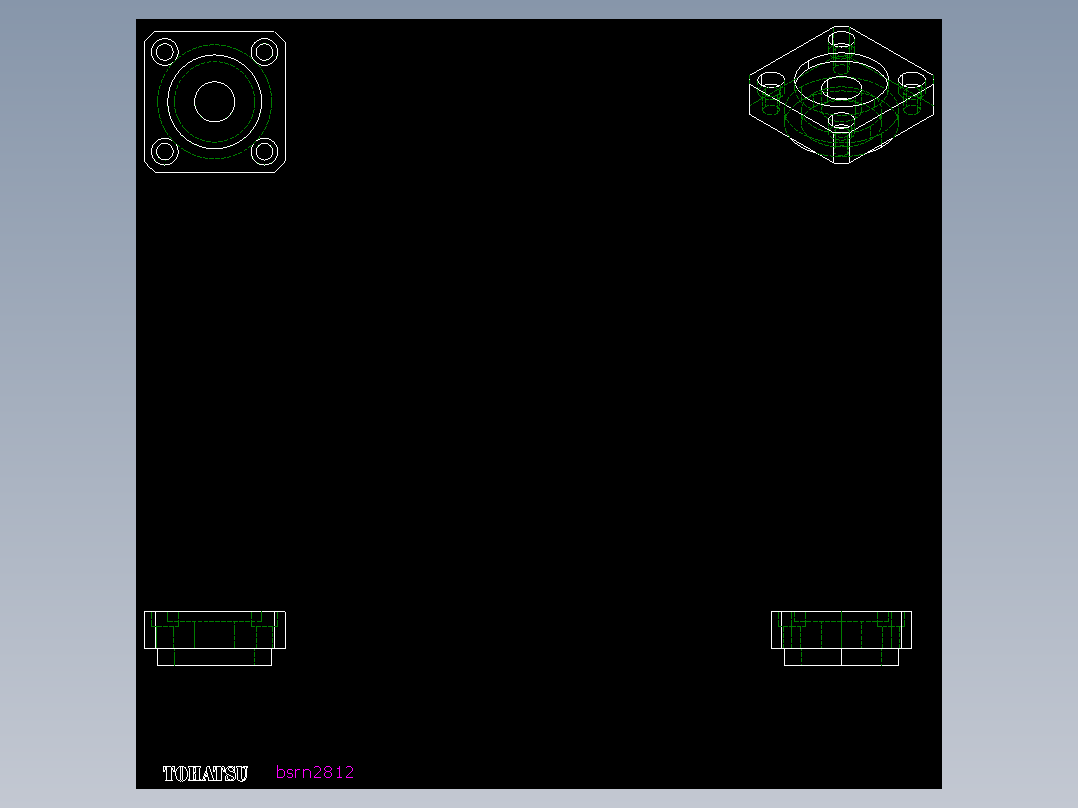 軸承座(凸緣型)BSRN-2D多系列多零件图纸模型