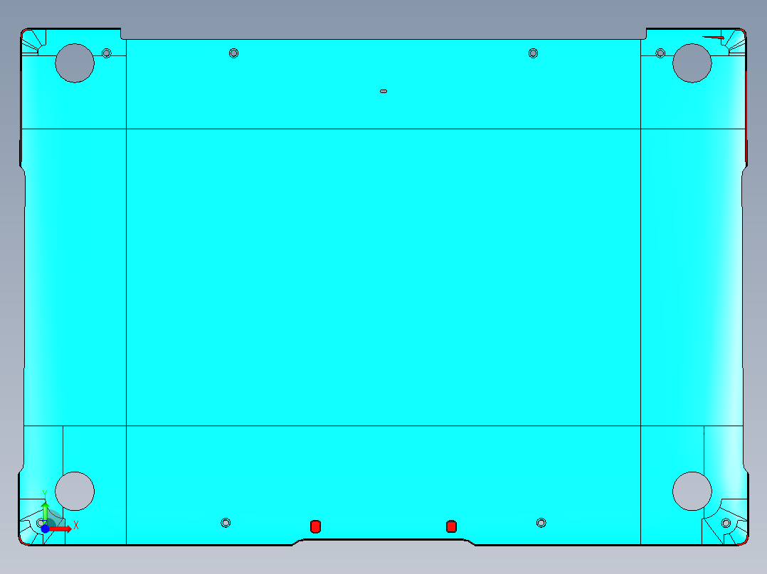 显示器金属壳铣外形+OL面程序模型前视图