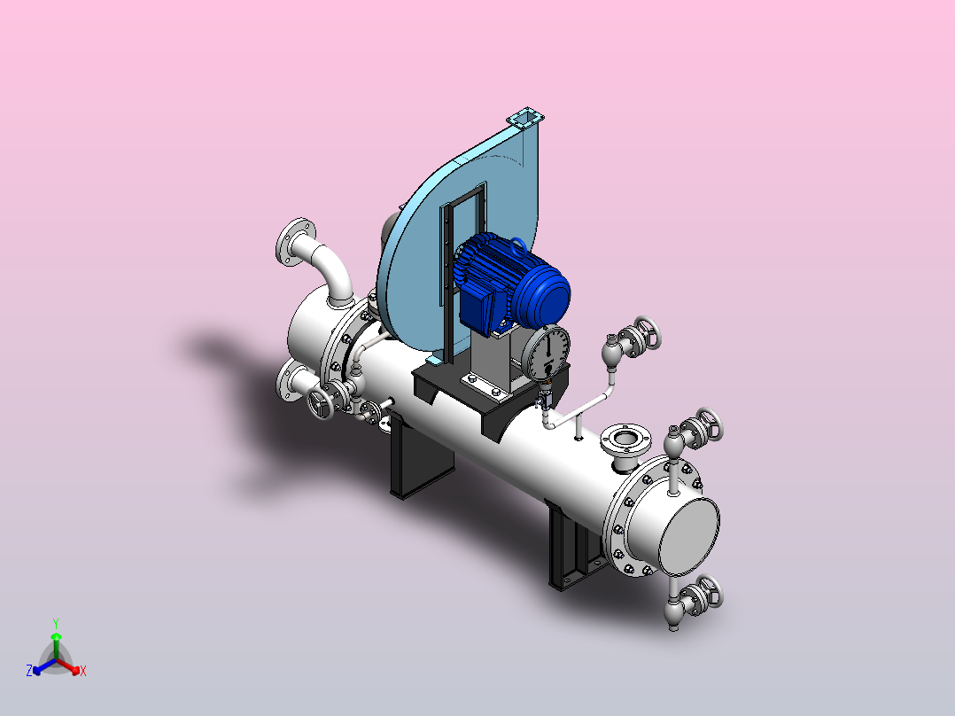 腺蒸汽冷凝器正等轴测图