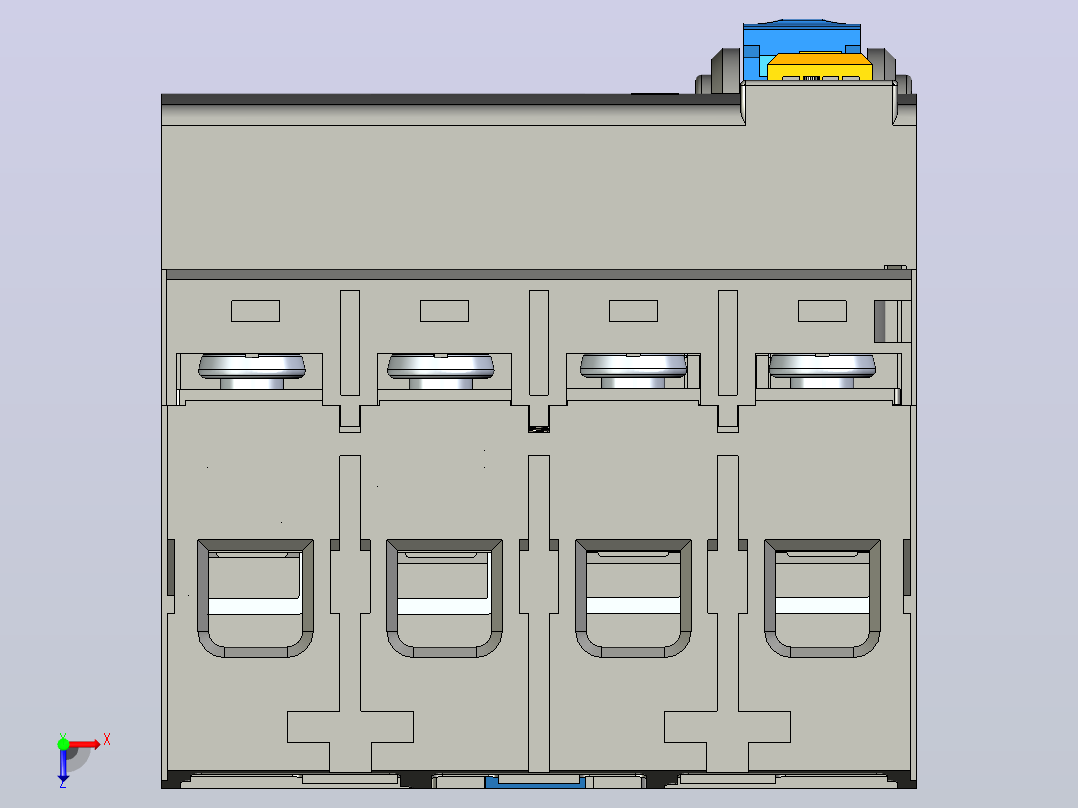 NL1-63 3P&amp;N剩余电流动作断路器三维模型202010俯视图