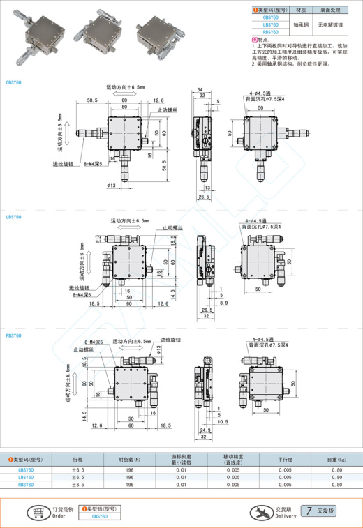 直线滚珠型XY轴滑台-60X60@CBSY60 LBSY60 RBSY60缩略图