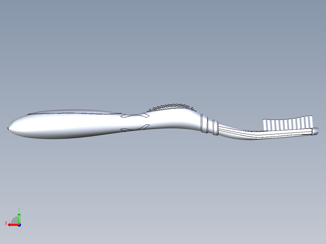 牙刷3D后视图