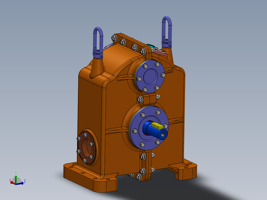 P3.3KW斜齿减速器减速箱3D数模图纸 Solidworks设计