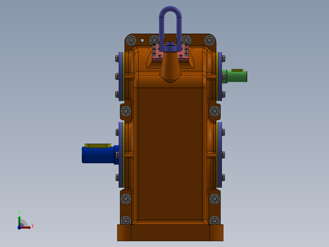 P3.3KW斜齿减速器减速箱3D数模图纸 Solidworks设计前视图