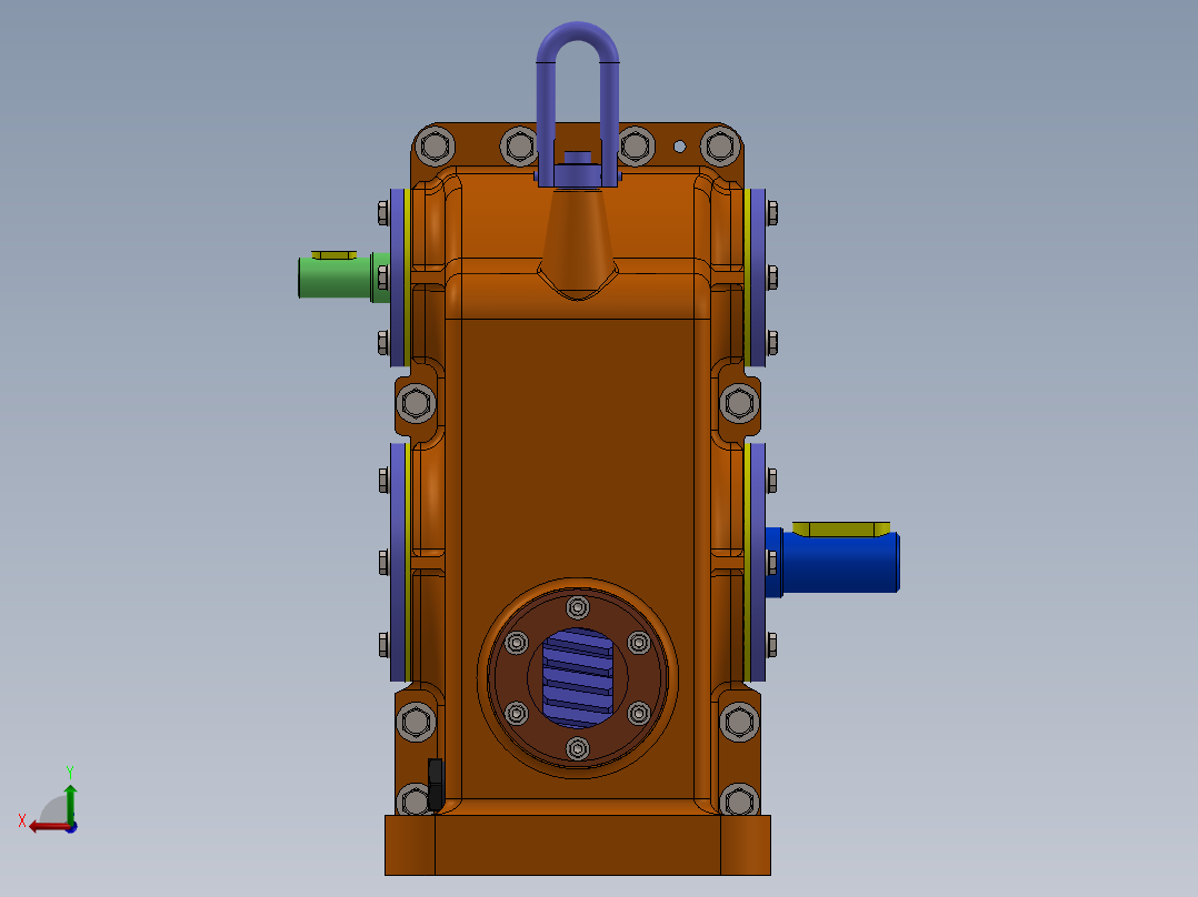 P3.3KW斜齿减速器减速箱3D数模图纸 Solidworks设计后视图
