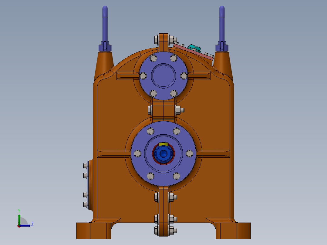 P3.3KW斜齿减速器减速箱3D数模图纸 Solidworks设计左视图