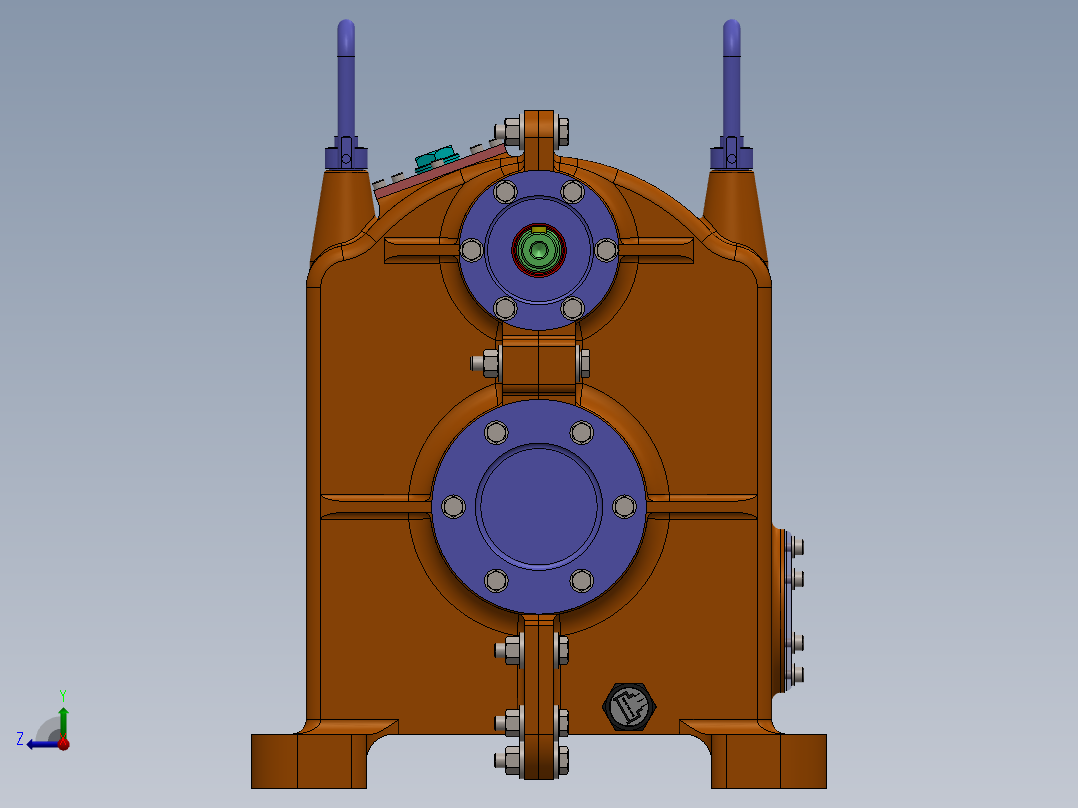 P3.3KW斜齿减速器减速箱3D数模图纸 Solidworks设计右视图