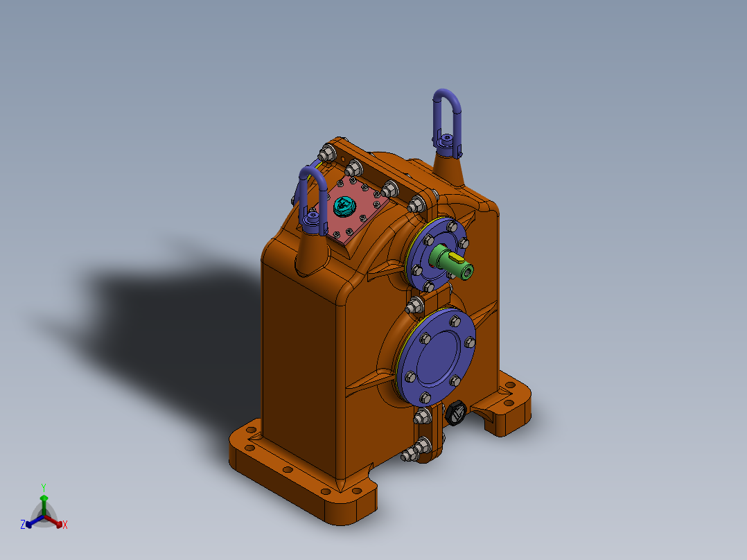 P3.3KW斜齿减速器减速箱3D数模图纸 Solidworks设计正等轴测图