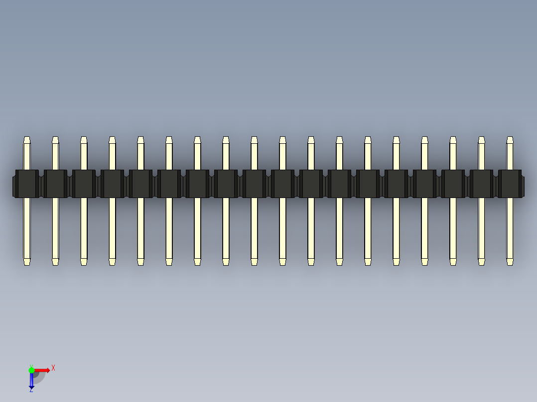 彩色公头100mil（2.54mm）系列-DS1021_black_2x18p_100mil_Type1_rev1.0俯视图