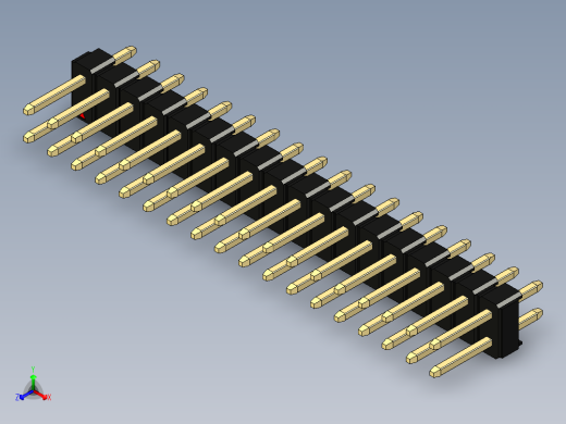 彩色公头100mil（2.54mm）系列-DS1021_black_2x18p_100mil_Type1_rev1.0正等轴测缩略图