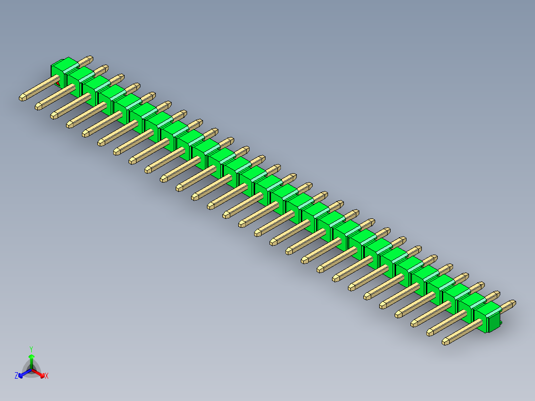 彩色公头100mil（2.54mm）系列-DS1021_green_1x28p_100mil_Type1_rev1.0主视图