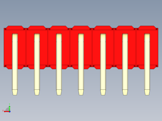 彩色公排针 100mil 2.54mm 系列-DS1022_red_2x07p_100mil_TypeD_rev1.0后视缩略图