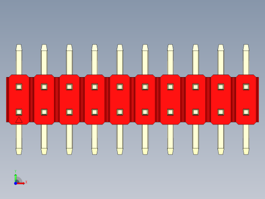 彩色公排针 100mil 2.54mm 系列-DS1022_red_20p_100mil_TypeSMT_rev1.0前视缩略图