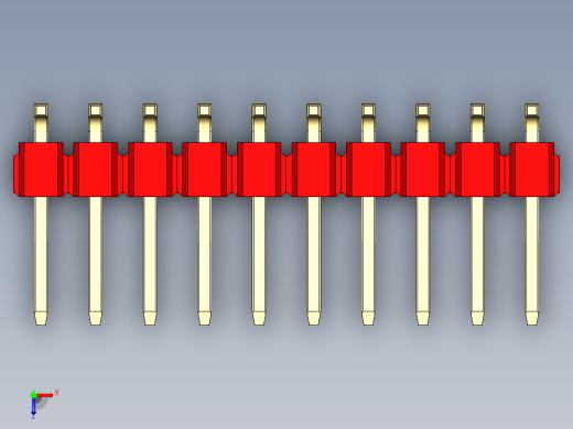 彩色公排针 100mil 2.54mm 系列-DS1022_red_20p_100mil_TypeSMT_rev1.0俯视缩略图