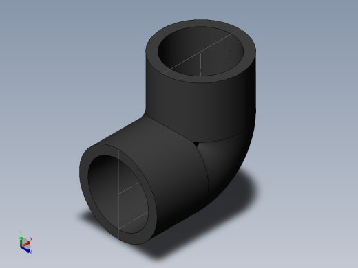 PVC管件-1in PVC Elbow正等轴测缩略图
