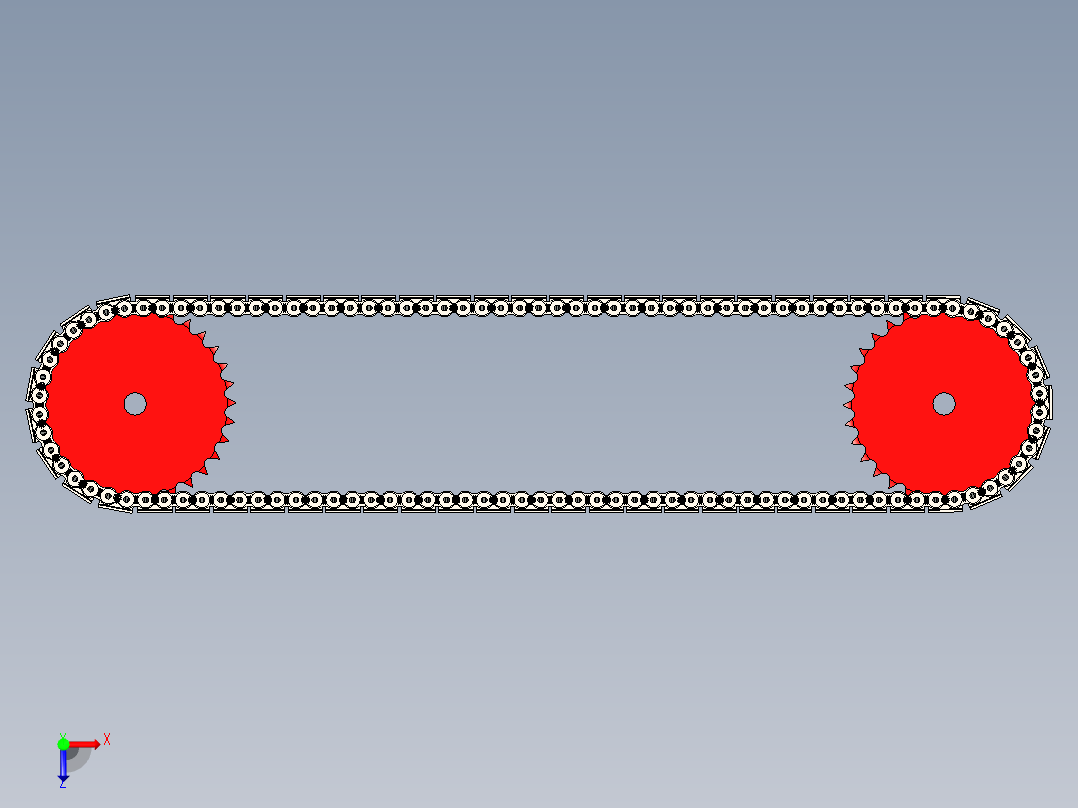 带反向附件的滚子链 - --stp俯视图