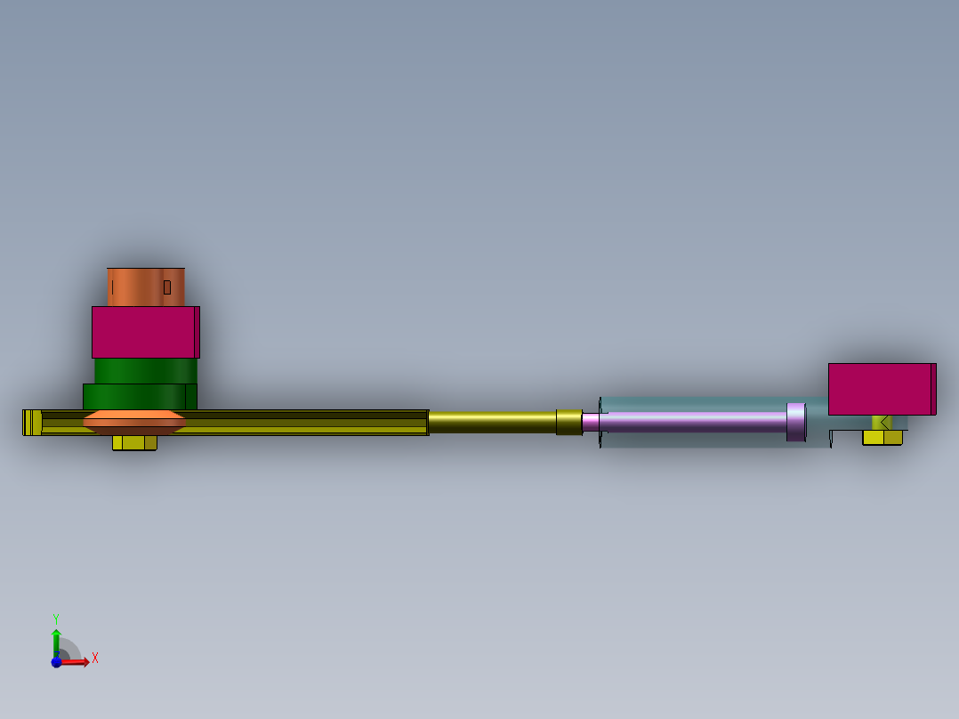 齿轮齿条活塞杆运动前视图