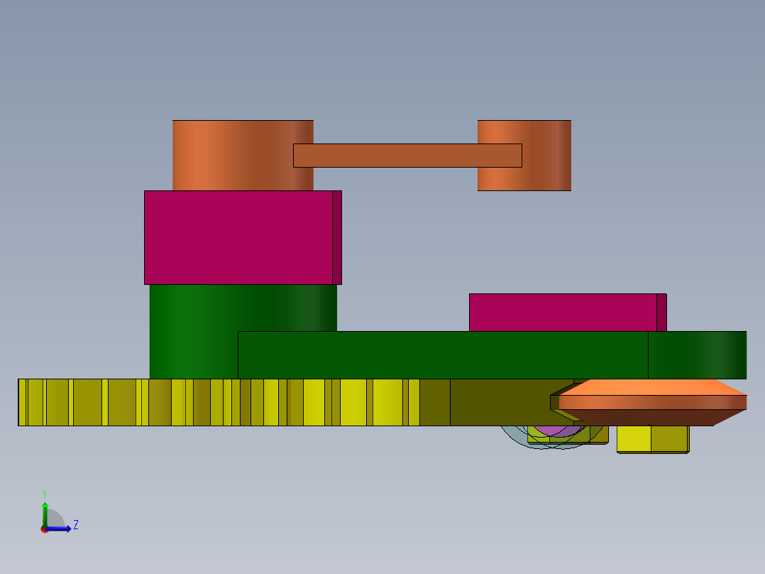 齿轮齿条活塞杆运动左视图