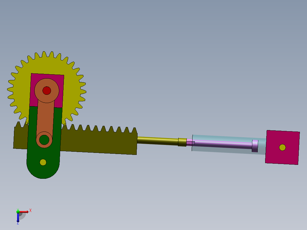 齿轮齿条活塞杆运动俯视图