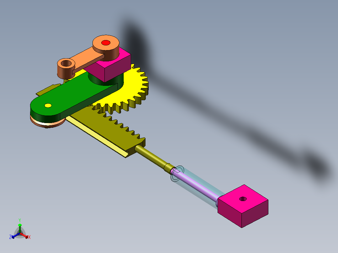 齿轮齿条活塞杆运动正等轴测图