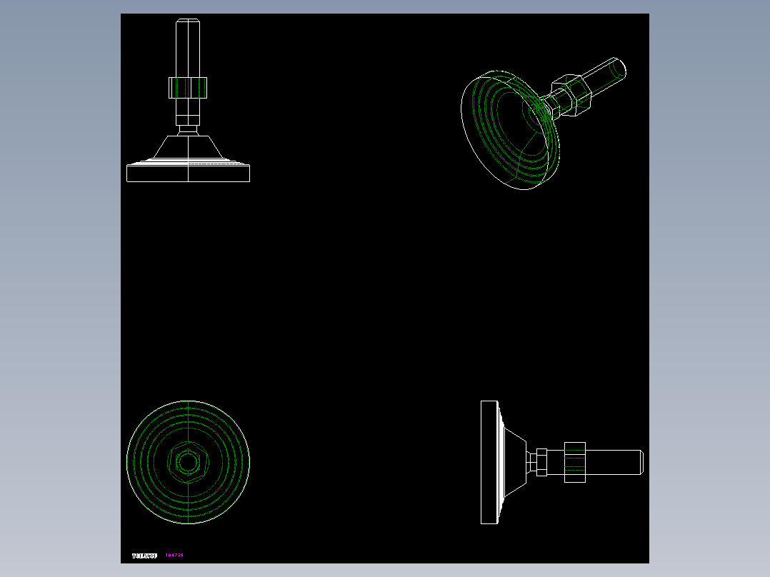 水平調整腳座LVA125-2D多系列多零件图纸模型